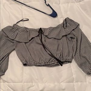 Forever 21 long sleeve plaid crop top